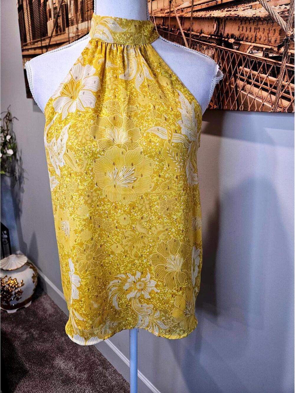 Revolve's Cupcakes and Cashmere Yellow Floral Halter Top Size XS